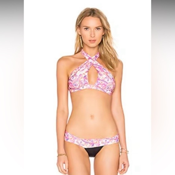 [2] PIECE Trejoa Twisted Bikini Top and Sport Bikini Bottom Retro Pink - Picture 1 of 2